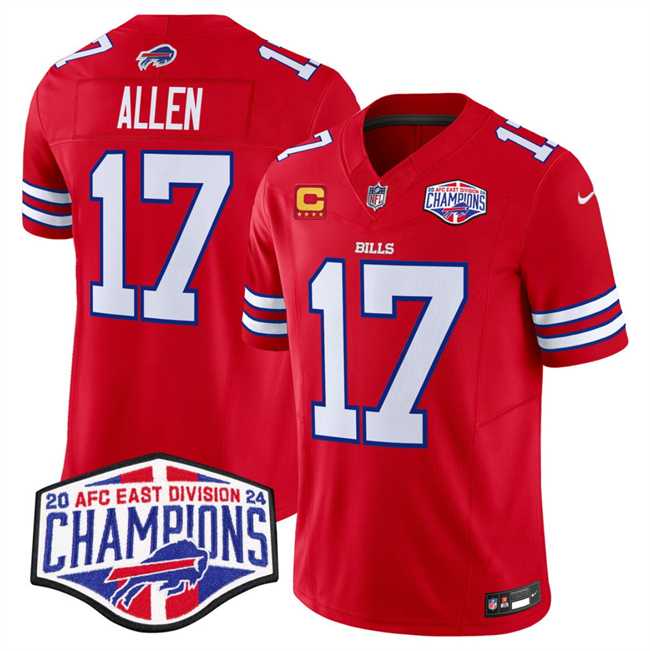 Mens Buffalo Bills #17 Josh Allen Red F.U.S.E. 2024 AFC East Division Champions With 4-Star C Ptach Vapor Limited Stitched Jersey